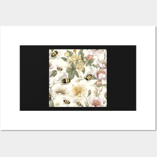 Bees and Yellow Wild Flowers Posters and Art
